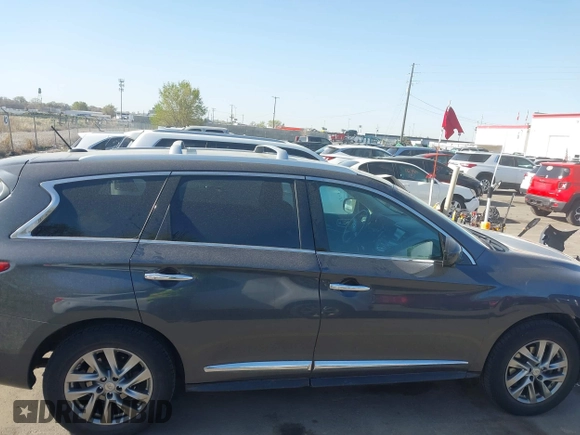 2013 Infiniti JX35 with VIN 5N1AL0MM3DC343801, listed as a IAAI auction lot 41986430 with 117,476 mi miles. Bid and sale history available at carsss.com. Image 14.