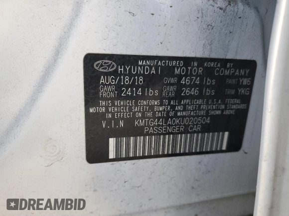 2019 Genesis G70 Advanced z VIN KMTG44LA0KU020504, wystawiony jako Copart lot #83984724 z przebiegiem 54 444 mil mil oraz Szkoda całkowita • Salvage title. Historia ofert i sprzedaży dostępna na DreamBid. Obrazek 14.
