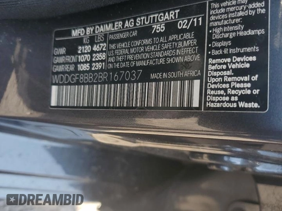 2011 Mercedes-Benz C 300 Sport z VIN WDDGF8BB2BR167037, wystawiony jako Copart lot #59541975 z przebiegiem 184 858 mil mil oraz Szkoda całkowita • Salvage title. Historia ofert i sprzedaży dostępna na DreamBid. Obrazek 12.