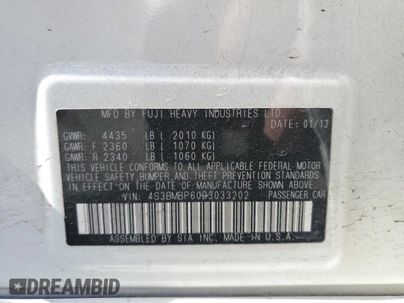 2013 Subaru Legacy Limited with VIN 4S3BMBP60D3033202, listed as a Copart auction lot 56413835 with 131,161 mi miles and Salvage title. Bid and sale history available at DreamBid. Image 12.