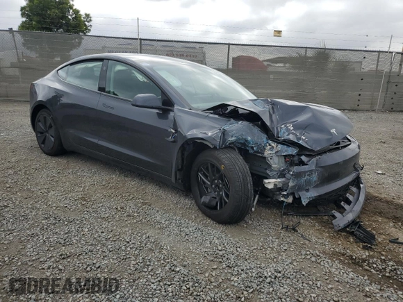 2025 Tesla Model 3 Long Range with VIN 5YJ3E1EA5SF918823, listed as a Copart auction lot 55966905 with 3,754 mi miles and Salvage title. Bid and sale history available at DreamBid. Image 4.