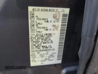 2004 Nissan Quest SL with VIN 5N1BV28U64N335149, listed as a Copart auction lot 82382054 with 0 mi miles and Salvage Title. Bid and sale history available at carsss.com. Image 15.