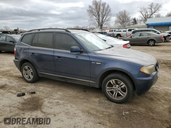 2006 BMW X3 3.0i with VIN WBXPA93456WD29965, listed as a Copart auction lot 47667055 with 165,785 mi miles and Salvage Title. Bid and sale history available at carsss.com. Image 4.