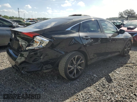 2019 Honda Civic Sport with VIN 2HGFC2F83KH596294, listed as a Copart auction lot 51658795 with 92,145 mi miles and Salvage title. Bid and sale history available at DreamBid. Image 3.