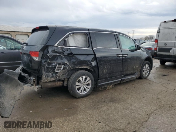 2014 Honda Odyssey EX-L with VIN 5FNRL5H62EB036964, listed as a Copart auction lot 46581355 with 62,290 mi miles and Salvage Title. Bid and sale history available at DreamBid. Image 3.
