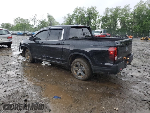 2023 Honda Ridgeline RTL with VIN 5FPYK3F51PB067811, listed as a Copart auction lot 56795995 with 21,500 mi miles and Salvage title. Bid and sale history available at DreamBid. Image 2.