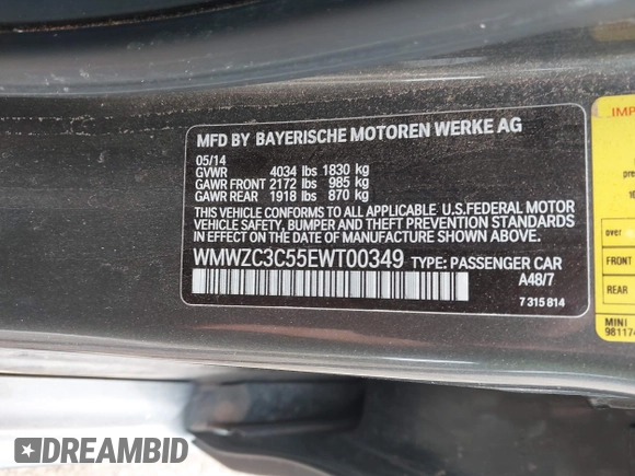 2014 MINI Countryman S with VIN WMWZC3C55EWT00349, listed as a IAAI auction lot 41738181 with 133,662 mi miles and . Bid and sale history available at DreamBid. Image 9.