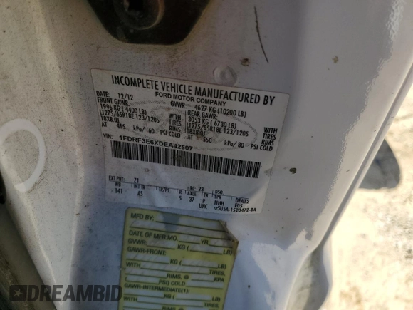2013 Ford F-350 z VIN 1FDRF3E6XDEA42507, wystawiony jako Copart lot #47822115 z przebiegiem 319 942 mil mil oraz Szkoda całkowita • Salvage title. Historia ofert i sprzedaży dostępna na DreamBid. Obrazek 12.