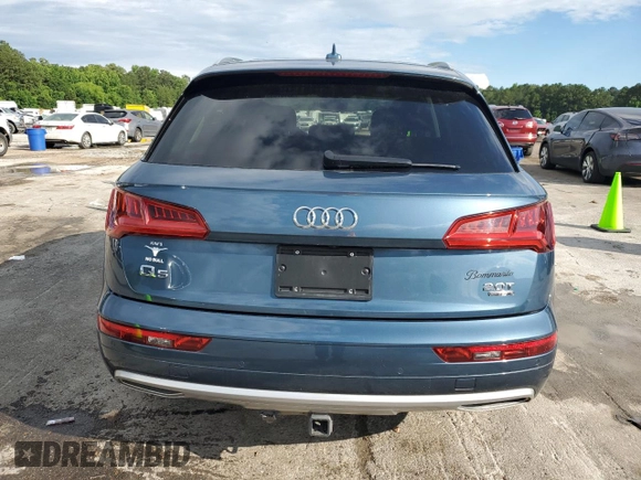 2018 Audi Q5 Premium Plus with VIN WA1BNAFY6J2075556, listed as a Copart auction lot 58167095 with 42,182 mi miles and Salvage title. Bid and sale history available at DreamBid. Image 6.