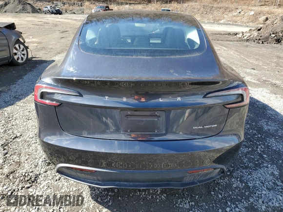 2025 Tesla Model 3 Long Range with VIN 5YJ3E1EB6SF921092, listed as a Copart auction lot 46918025 with 1,403 mi miles and Salvage Title. Bid and sale history available at DreamBid. Image 6.