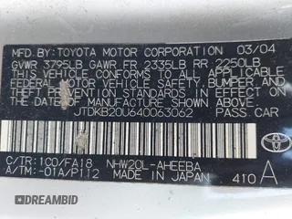2004 Toyota Prius with VIN JTDKB20U640063062, listed as a IAAI auction lot 41934737 with 257,345 mi miles. Bid and sale history available at carsss.com. Image 9.