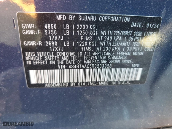 2024 Subaru Outback with VIN 4S4BTAAC5R3233328, listed as a Copart auction lot 75910834 with 4,168 mi miles and Salvage Title. Bid and sale history available at carsss.com. Image 14.