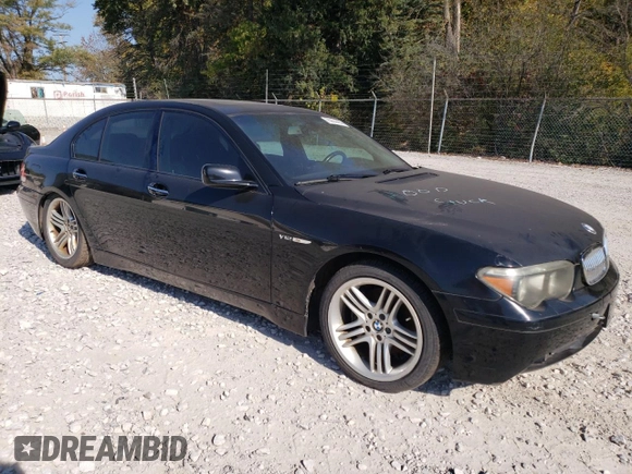 2005 BMW 7 Series with VIN WBAGL83585DC47066, listed as a Copart auction lot 75834464 with Not provided miles and Clean title. Bid and sale history available at DreamBid. Image 4.