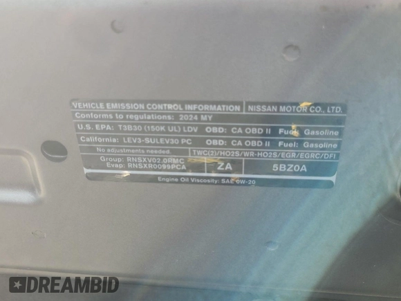2024 Nissan Sentra SV z VIN 3N1AB8CV2RY295564, wystawiony jako IAAI lot #42796380 z przebiegiem 30 664 mil mil oraz . Historia ofert i sprzedaży dostępna na DreamBid. Obrazek 33.
