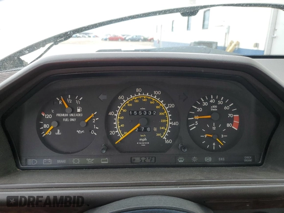 1991 Mercedes-Benz 300 with VIN WDBEA51E8MB388839, listed as a Copart auction lot 51172335 with 155,332 mi miles and Clean Title. Bid and sale history available at DreamBid. Image 9.