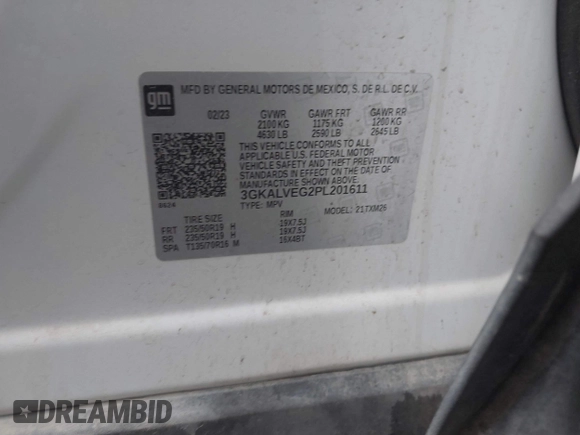 2023 GMC Terrain SLT с VIN 3GKALVEG2PL201611, выставлен на аукционе IAAI как лот 41939265 с пробегом 143 253 миль миль и . История ставок и продаж доступна на DreamBid. Изображение 9.