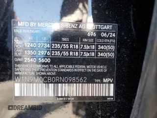 2024 Mercedes-Benz EQB 250+ z VIN W1N9M0CB0RN098562, wystawiony jako Copart lot #56983575 z przebiegiem 6 106 mil mil oraz Szkoda całkowita • Salvage title. Historia ofert i sprzedaży dostępna na DreamBid. Obrazek 14.