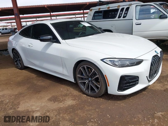 2021 BMW 4 Series M440i xDrive with VIN WBA13AR09MCF74685, listed as a IAAI auction lot 41881537 with 43,400 mi miles and . Bid and sale history available at DreamBid. Image 1.