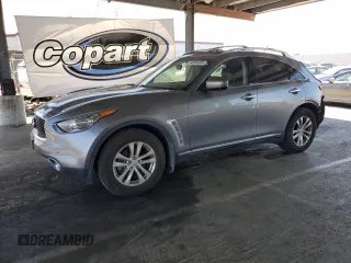 2017 Infiniti QX70 with VIN JN8CS1MU1HM143249, listed as a Copart auction lot 64604395 with 104,417 mi miles and Salvage title. Bid and sale history available at DreamBid. Image 1.