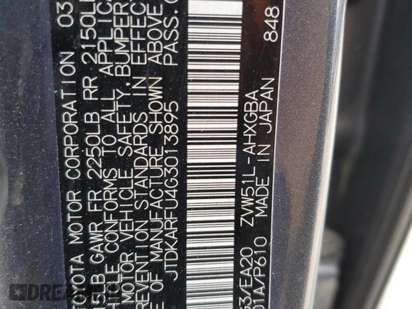 2016 Toyota Prius Four z VIN JTDKARFU4G3013895, wystawiony jako Copart lot #59995495 z przebiegiem 137 168 mil mil oraz Szkoda całkowita • Salvage title. Historia ofert i sprzedaży dostępna na DreamBid. Obrazek 14.