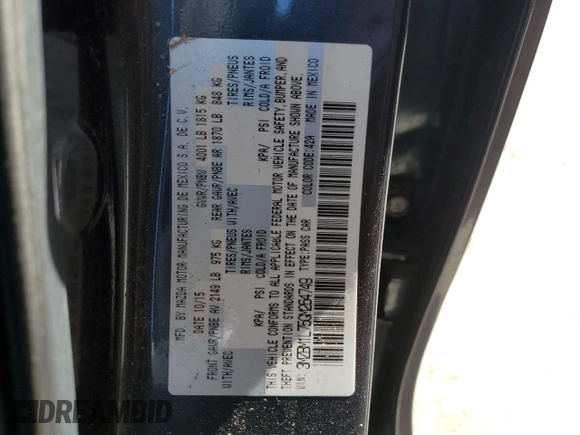 2016 Mazda 3 i Touring with VIN 3MZBM1L75GM264749, listed as a Copart auction lot 49513775 with 79,456 mi miles and Salvage Title. Bid and sale history available at DreamBid. Image 14.