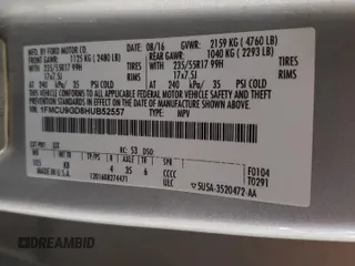 2017 Ford Escape SE with VIN 1FMCU9GD8HUB52557, listed as a Copart auction lot 48892005 with 213,217 mi miles and Salvage Title. Bid and sale history available at carsss.com. Image 13.