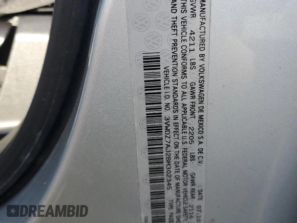 2011 Volkswagen Jetta SE z VIN 3VWDZ7AJ2BM302345, wystawiony jako Copart lot #47610025 z przebiegiem 128 634 mil mil oraz Czysty tytuł • Clean title. Historia ofert i sprzedaży dostępna na DreamBid. Obrazek 12.