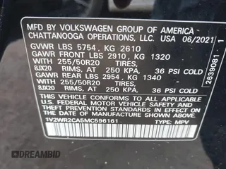 2021 Volkswagen Atlas SE с VIN 1V2WR2CA5MC596161, выставлен на аукционе IAAI как лот 42131403 с пробегом 46 759 миль миль и . История ставок и продаж доступна на DreamBid. Изображение 9.