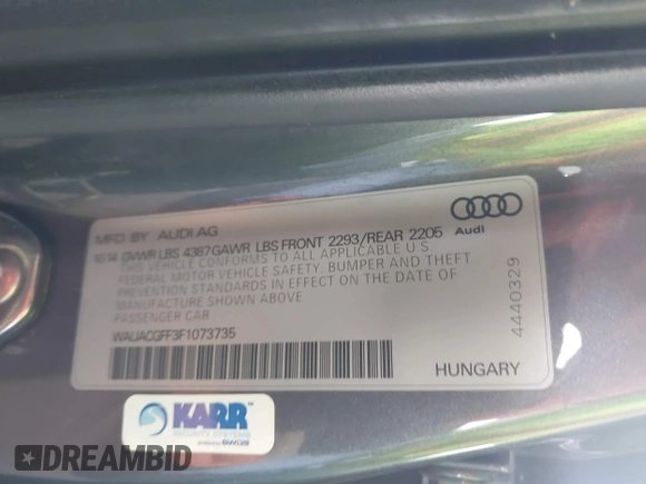 2015 Audi A3 Premium z VIN WAUACGFF3F1073735, wystawiony jako IAAI lot #42184594 z przebiegiem 104 906 mil mil oraz . Historia ofert i sprzedaży dostępna na DreamBid. Obrazek 9.