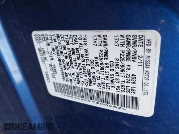 2011 Nissan Rogue S z VIN JN8AS5MV8BW289991, wystawiony jako IAAI lot #42082982 z przebiegiem 157 569 mil mil oraz . Historia ofert i sprzedaży dostępna na DreamBid. Obrazek 9.