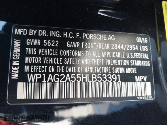 2017 Porsche Macan GTS with VIN WP1AG2A55HLB53391, listed as a IAAI auction lot 42238946 with 51,656 mi miles and . Bid and sale history available at DreamBid. Image 9.