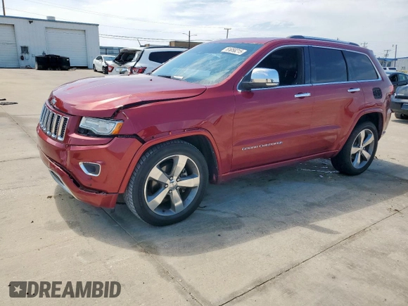 2015 Jeep Grand Cherokee Overland with VIN 1C4RJECG3FC686536, listed as a Copart auction lot 61058215 with 132,282 mi miles and Salvage title. Bid and sale history available at DreamBid. Image 1.