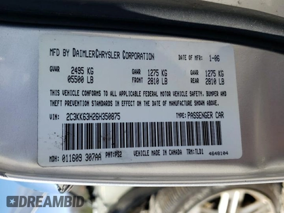 2006 Chrysler 300 C with VIN 2C3KK63H26H350875, listed as a Copart auction lot 48354494 with 81,094 mi miles and Clean Title. Bid and sale history available at carsss.com. Image 13.