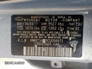 2012 Hyundai Accent GLS z VIN KMHCT4AE8CU058971, wystawiony jako Copart lot #55045825 z przebiegiem 103 497 mil mil oraz Szkody całkowita. Historia ofert i sprzedaży dostępna na DreamBid. Obrazek 12.