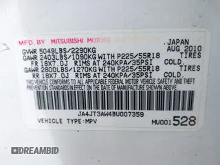 2011 Mitsubishi Outlander SE z VIN JA4JT3AW4BU007359, wystawiony jako IAAI lot #42048256 z przebiegiem 166 805 mil mil oraz . Historia ofert i sprzedaży dostępna na DreamBid. Obrazek 9.