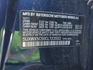 2012 BMW X3 28i with VIN 5UXWX5C50CL723553, listed as a IAAI auction lot 42068798 with 144,740 mi miles and . Bid and sale history available at DreamBid. Image 9.