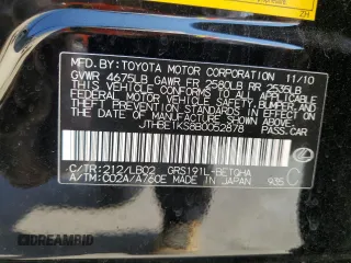 2011 Lexus GS 350 with VIN JTHBE1KS8B0052878, listed as a Copart auction lot 74982144 with 108,174 mi miles and Salvage Title. Bid and sale history available at carsss.com. Image 12.