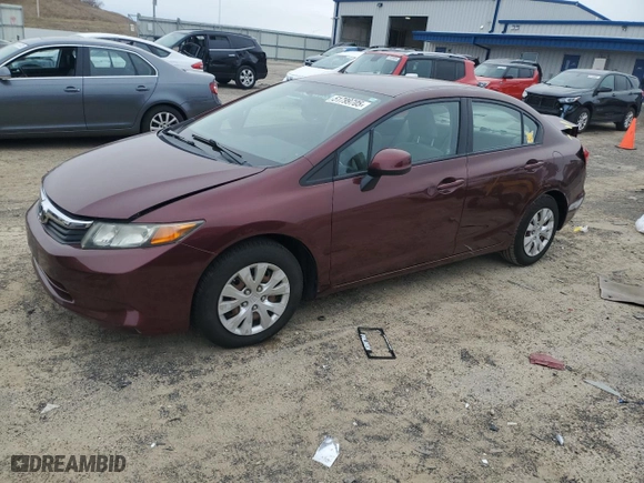 2012 Honda Civic Sdn LX with VIN 19XFB2F59CE108969, listed as a Copart auction lot 51799705 with 133,351 mi miles and Clean Title. Bid and sale history available at carsss.com. Image 1.