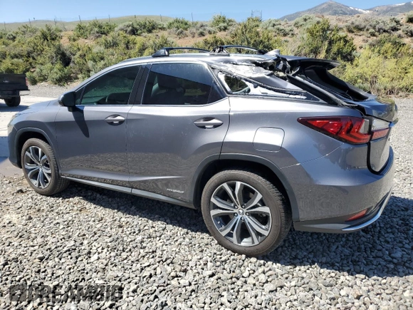 2020 Lexus RX 450h z VIN 2T2HGMDA1LC043938, wystawiony jako Copart lot #57683285 z przebiegiem 52 143 mil mil oraz Szkoda całkowita • Salvage title. Historia ofert i sprzedaży dostępna na DreamBid. Obrazek 2.