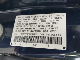 2010 Honda Accord LX with VIN 1HGCP2F32AA141283, listed as a IAAI auction lot 42300792 with Not provided miles and . Bid and sale history available at DreamBid. Image 9.