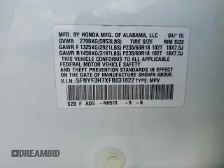 2015 Honda Pilot EX-L с VIN 5FNYF3H7XFB031822, выставлен на аукционе Copart как лот 60548845 с пробегом 144 353 миль миль и На запчасти • Non repairable. История ставок и продаж доступна на DreamBid. Изображение 13.