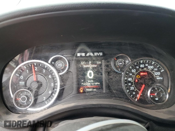 2023 Ram 1500 Big Horn with VIN 1C6RRFBG9PN558279, listed as a Copart auction lot 46972745 with 95,001 mi miles and Salvage Title. Bid and sale history available at carsss.com. Image 9.