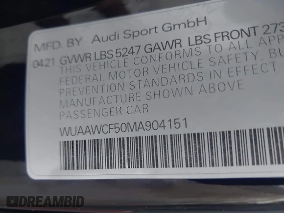 2021 Audi RS 5 Sportback z VIN WUAAWCF50MA904151, wystawiony jako IAAI lot #41172600 z przebiegiem 34 684 mil mil oraz . Historia ofert i sprzedaży dostępna na DreamBid. Obrazek 9.