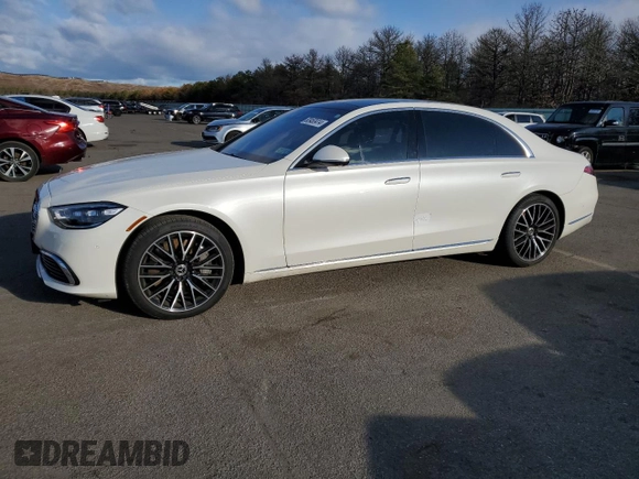 2023 Mercedes-Benz S-Class S 580 with VIN W1K6G7GB3PA200614, listed as a Copart auction lot 83453414 with 15,481 mi miles and Salvage Title. Bid and sale history available at carsss.com. Image 1.