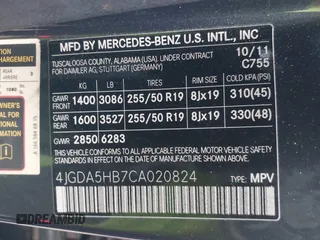 2012 Mercedes-Benz M 350 z VIN 4JGDA5HB7CA020824, wystawiony jako IAAI lot #41774135 z przebiegiem 157 816 mil mil oraz . Historia ofert i sprzedaży dostępna na DreamBid. Obrazek 9.