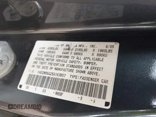2005 Honda Accord LX z VIN 1HGCM56425A163857, wystawiony jako IAAI lot #41886185 z przebiegiem 227 442 mil mil oraz . Historia ofert i sprzedaży dostępna na DreamBid. Obrazek 9.