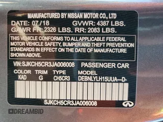 2018 Infiniti QX30 Premium with VIN SJKCH5CR3JA006008, listed as a Copart auction lot 43291864 with 50,174 mi miles. Bid and sale history available at carsss.com. Image 12.