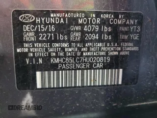 2017 Hyundai Ioniq Limited with VIN KMHC85LC7HU020819, listed as a Copart auction lot 53632155 with 72,404 mi miles and Clean Title. Bid and sale history available at DreamBid. Image 13.