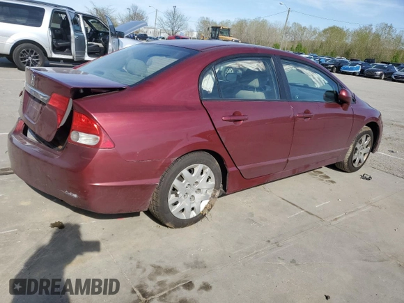 2011 Honda Civic LX with VIN 19XFA1F56BE026953, listed as a Copart auction lot 53395815 with 167,591 mi miles and Salvage Title. Bid and sale history available at DreamBid. Image 3.