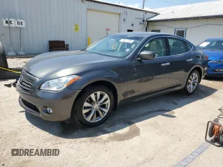 2013 Infiniti M with VIN JN1BY1AR0DM600975, listed as a Copart auction lot 61011755 with 57,210 mi miles and Salvage title. Bid and sale history available at DreamBid. Image 1.